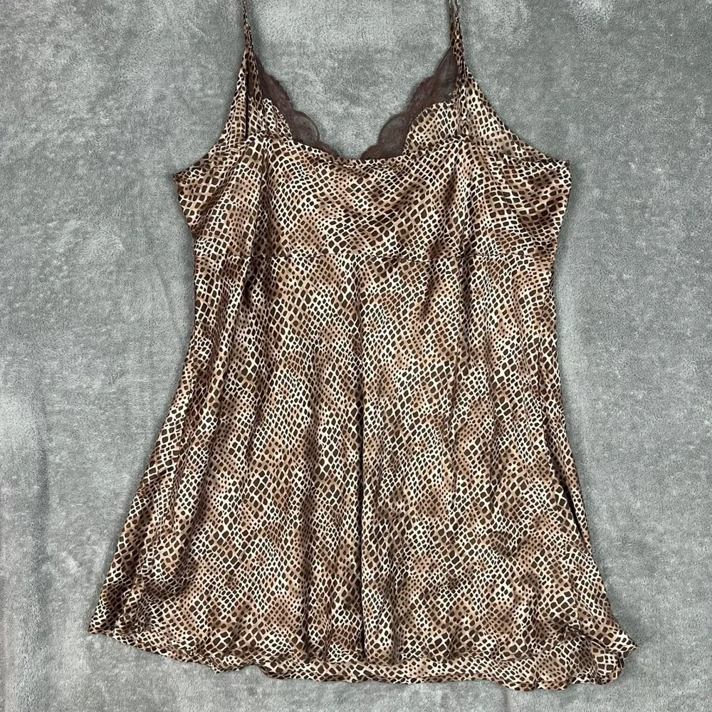Vintage Y2K Laci Cami Top Womens 18/20 Leopard Print 100% Silk Loungewear